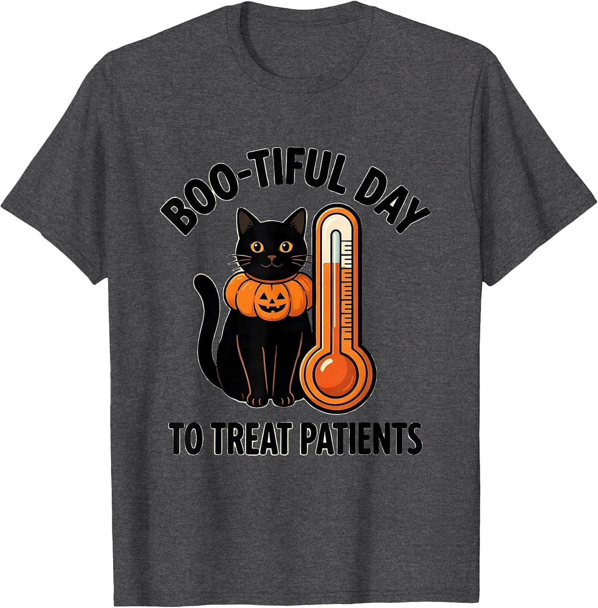 Men's Boo-tiful Day To Treat Patients Funny Vet Tech Halloween T-Shirt - Dark Heather Grey