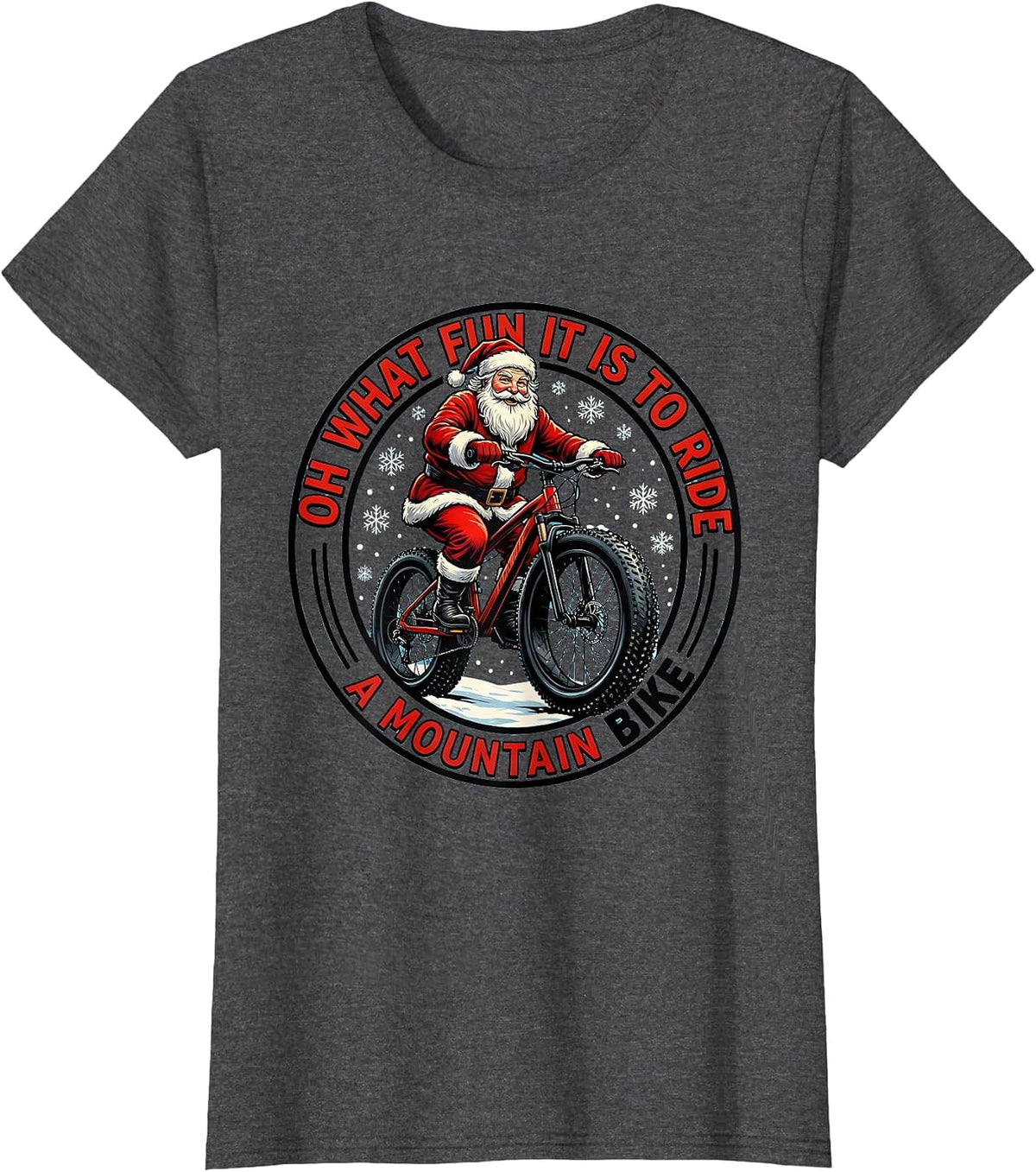 Women's Oh What Fun It Is To Ride A Mountain Bike Biker T-Shirt - Dark Heather Grey