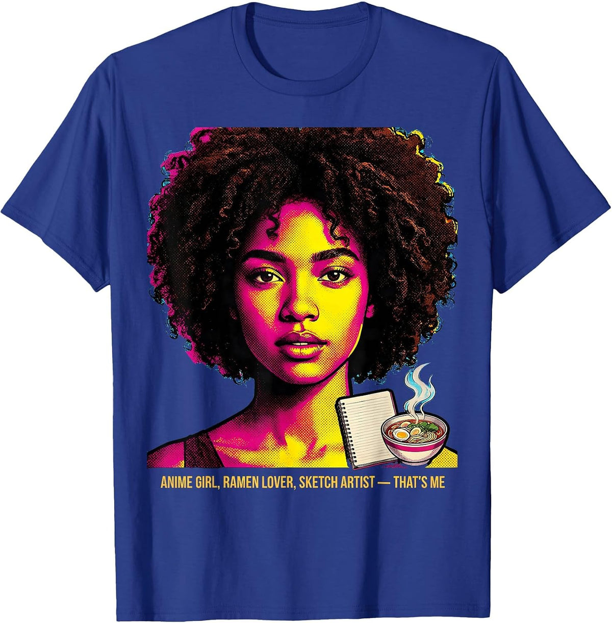 Men's Anime Girl Ramen Lover Sketch Artist That's Me Afro T-Shirt - Royal Blue