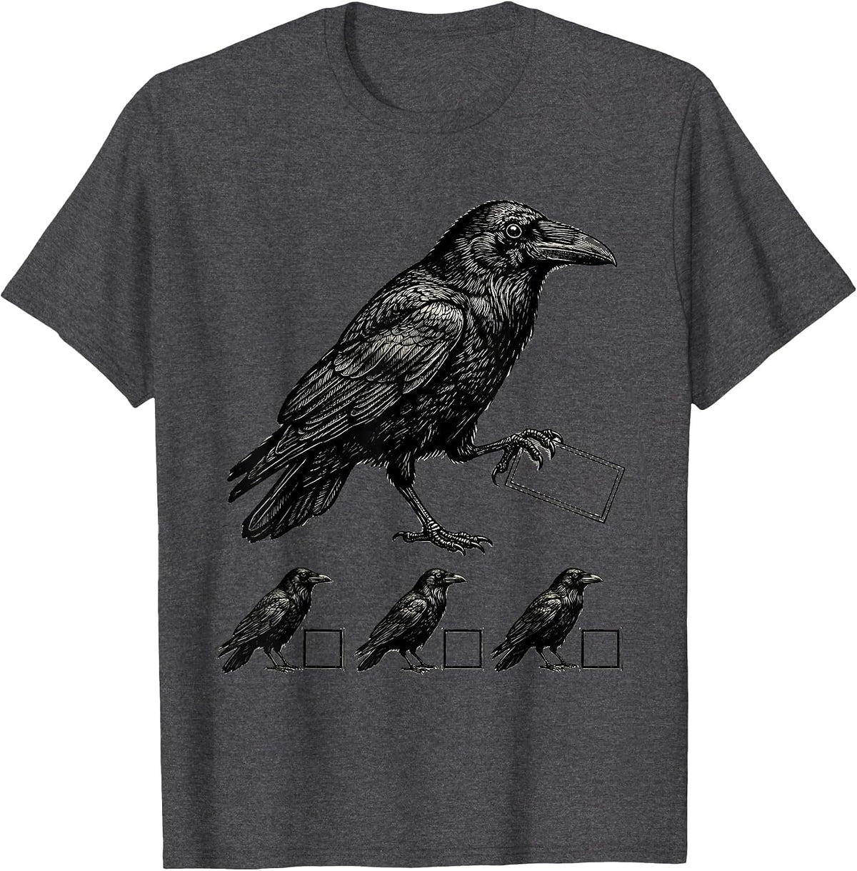 Men's Crow Silhouette Dark Humor Gothic Raven Bird Lover T-Shirt - Dark Heather Grey