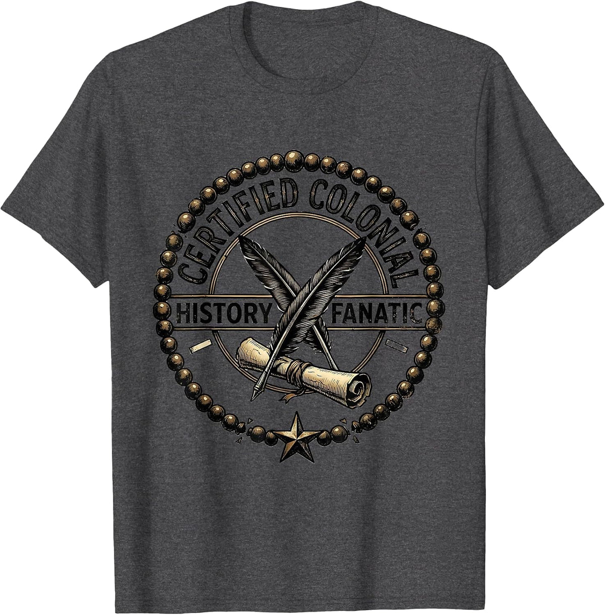 Men's Certified Colonial History Fanatic Funny History Teacher T-Shirt - Dark Heather Grey