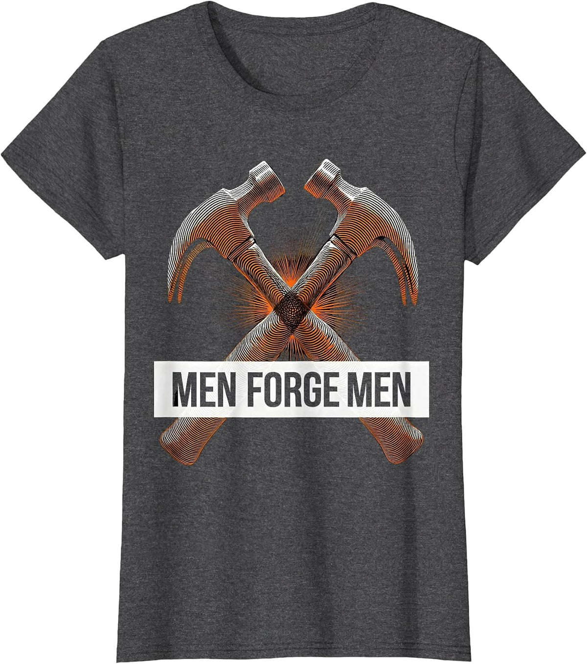Women's Men Forge Men Iron Sharpens Iron Design T-Shirt - Dark Heather Grey