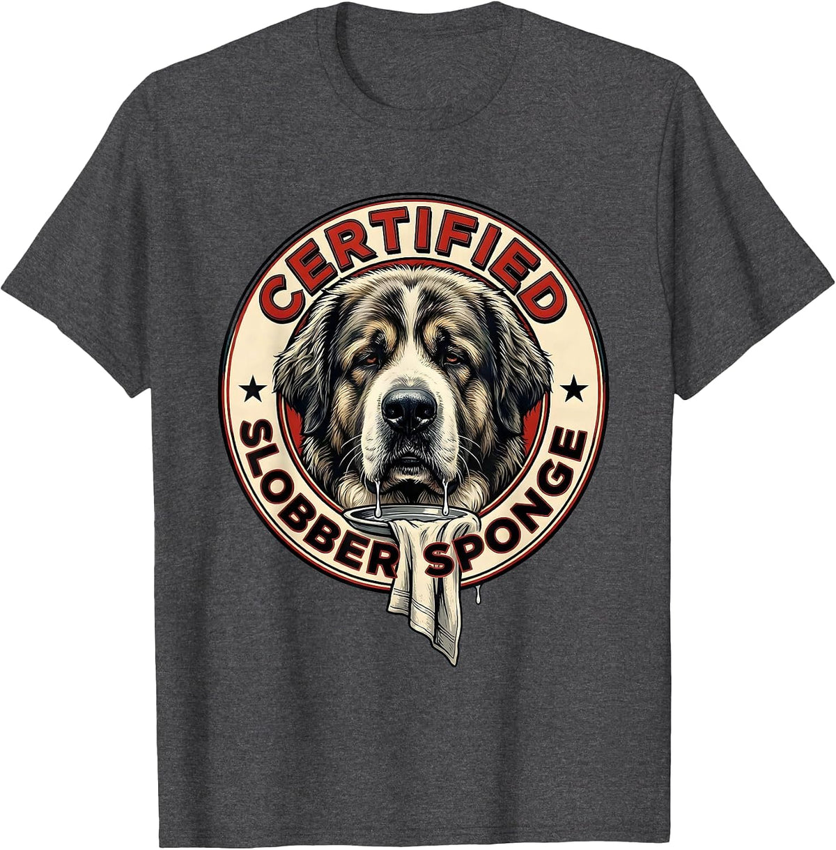 Men's Certified Slobber Sponge Funny Great Pyrenees Dog Mom Dog T-Shirt - Dark Heather Grey