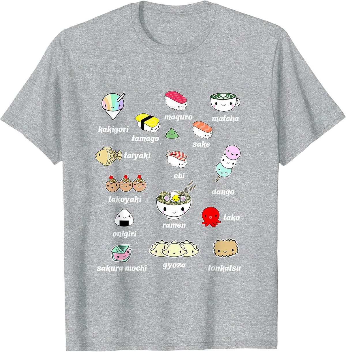 Kawaii Japan Food Shirt Japan Lover Sushi Ramen Shirt T-Shirt - Heather Grey