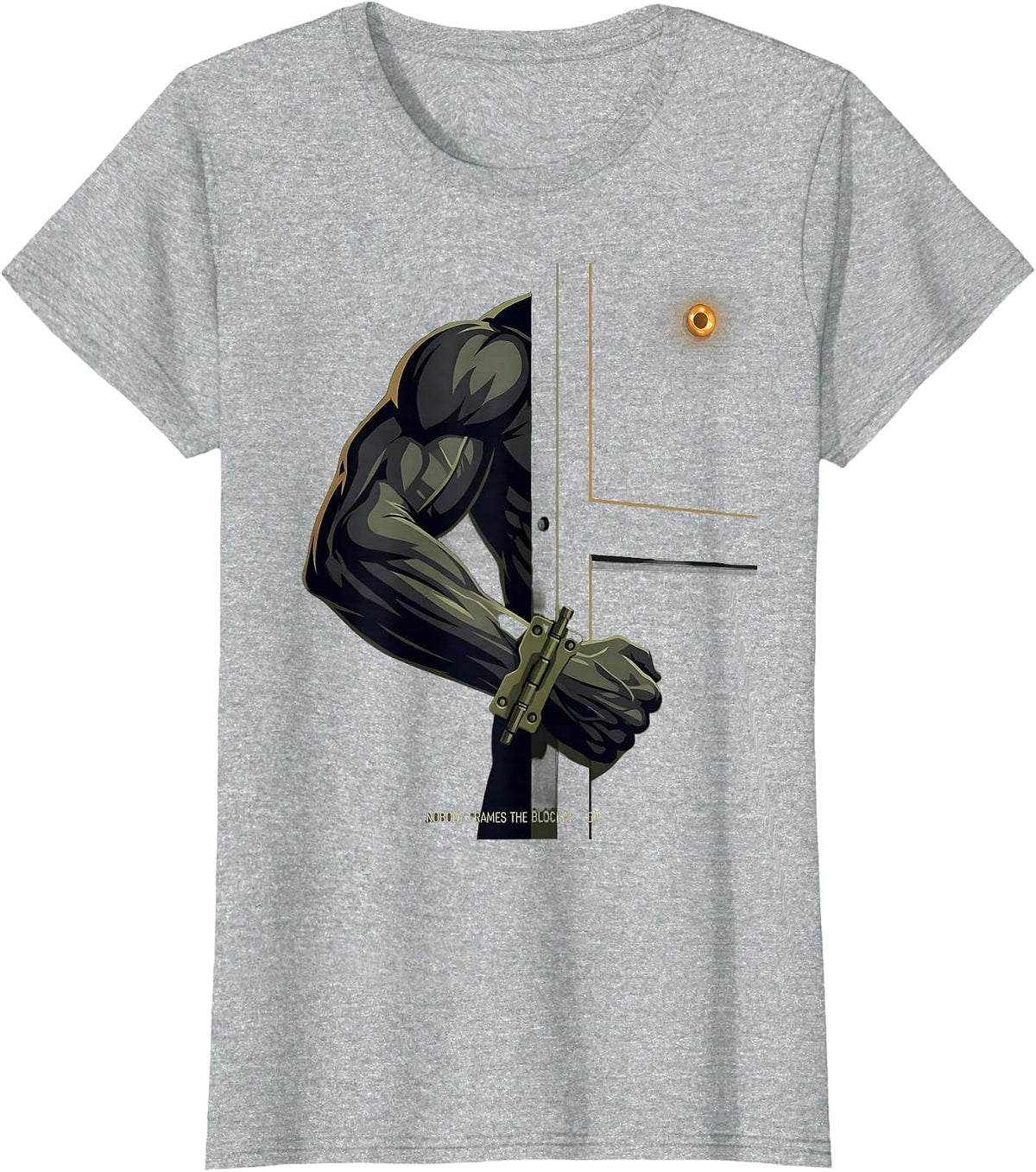 Women's Nobody Frames The Blocker. I Do. Funny Football Lineman T-Shirt - Heather Grey