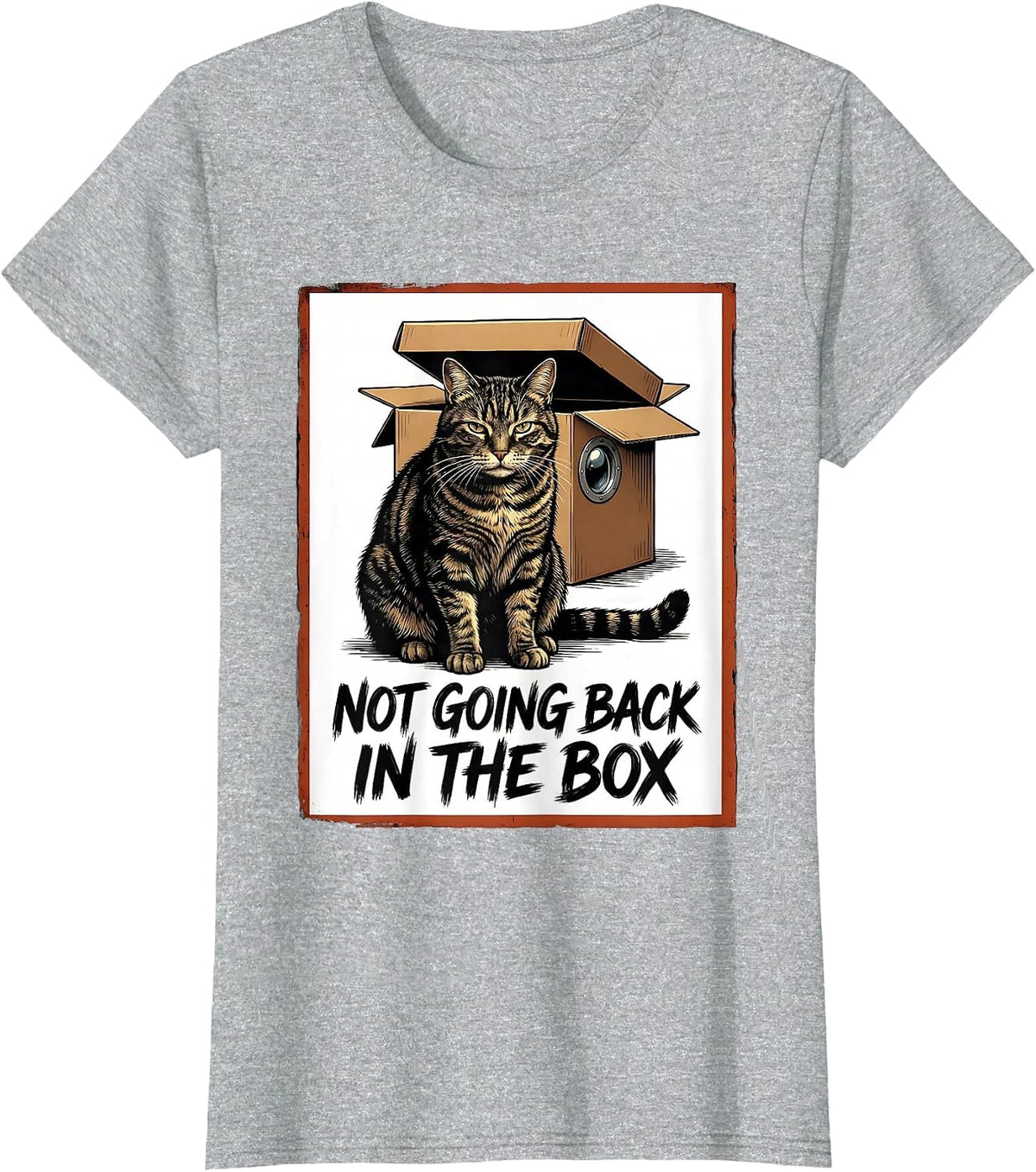 Women's Not Going Back In The Box Funny Quantum Physics Cat Lover T-Shirt - Heather Grey