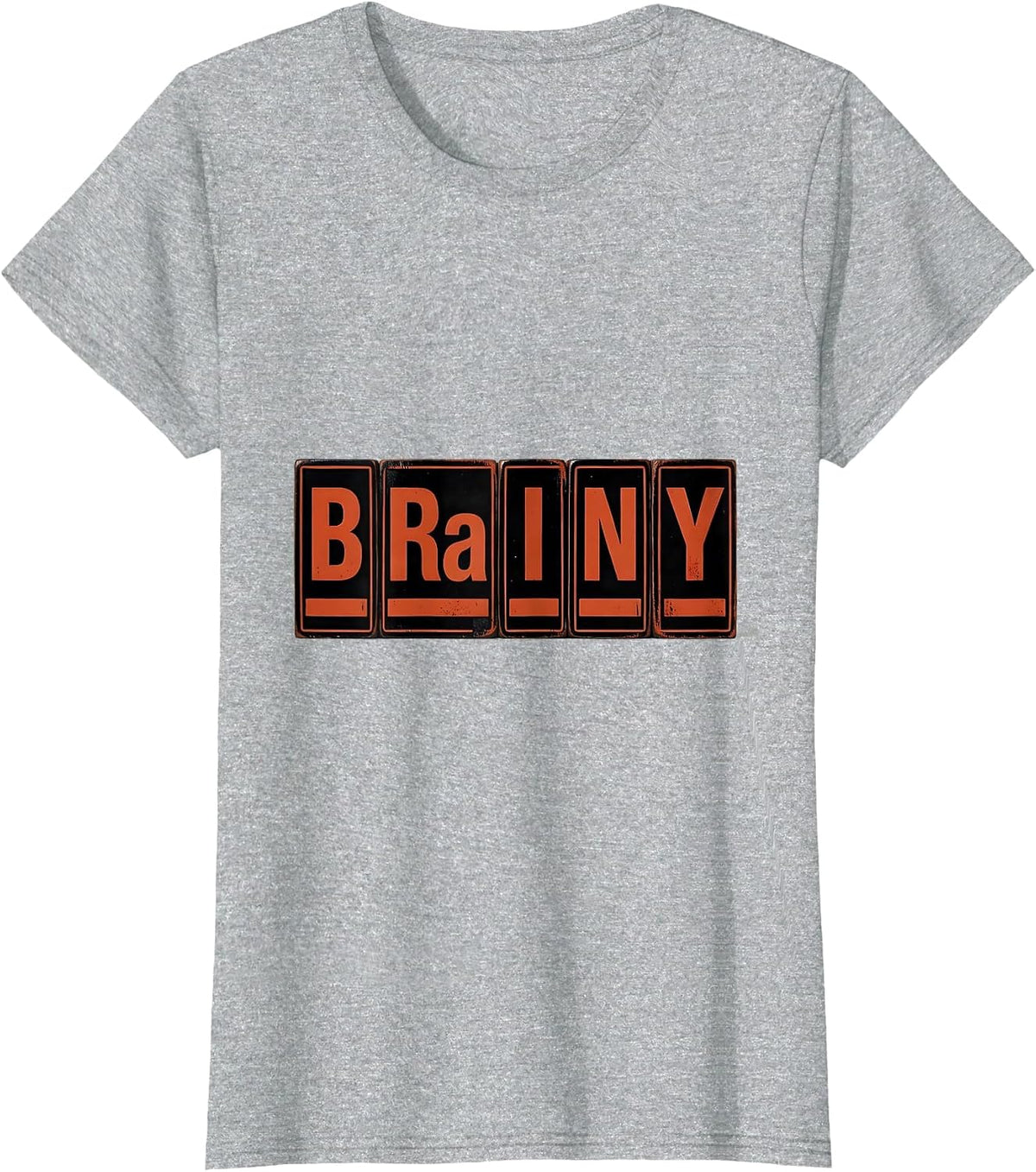 BRAINY Wood Type Letterpress Periodic Table Chemistry Humor T-Shirt - Heather Grey