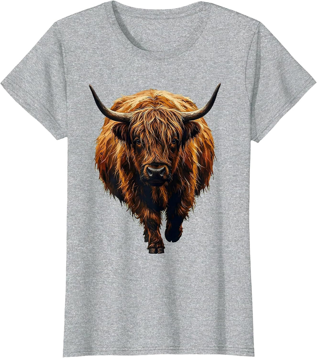 Women's Highland Cow Cute Scottish Humor Casual Wear T-Shirt - Heather Grey