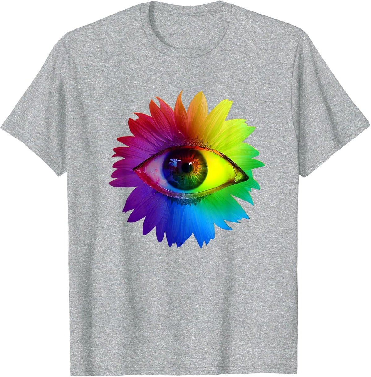 Kidcore Dreamcore Weirdcore Clothes Aesthetic Eye Flower T-Shirt - Heather Grey