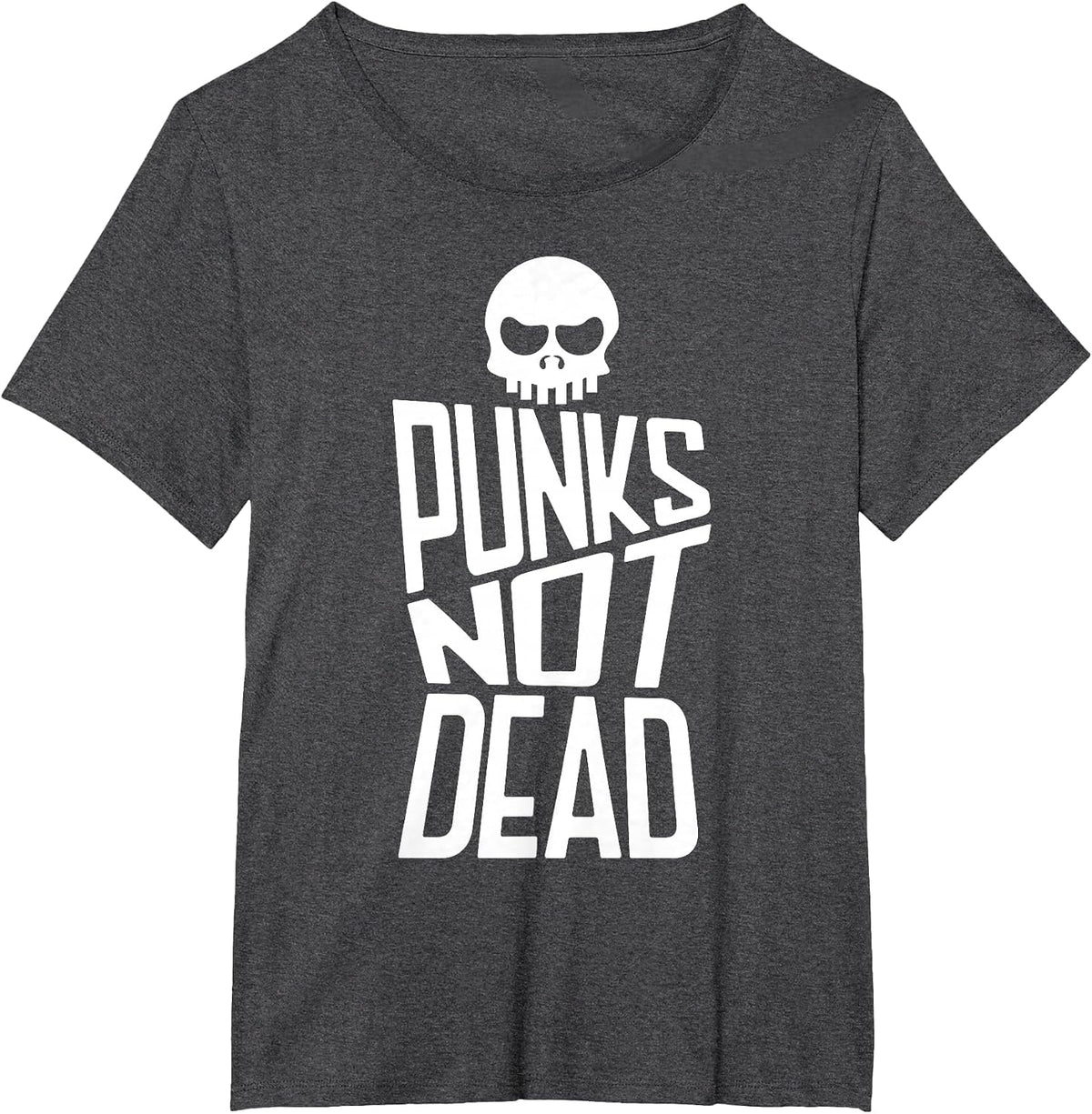 Punks Not Dead Skeleton Music Skull Aesthetic Subculture T-Shirt - Dark Heather Grey