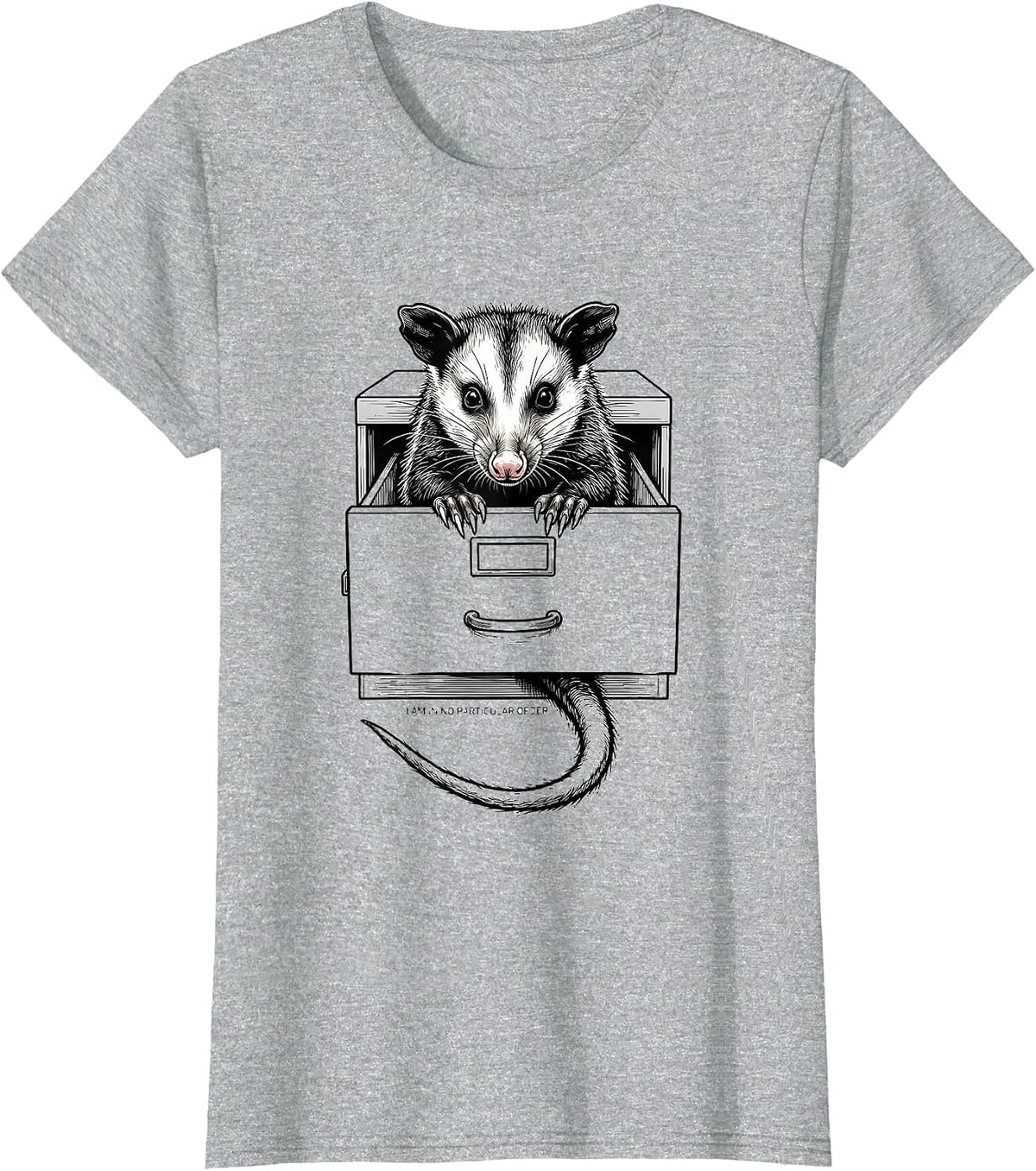 Women's I Am In No Particular Order Funny Opossum Line Art Animal T-Shirt - Heather Grey