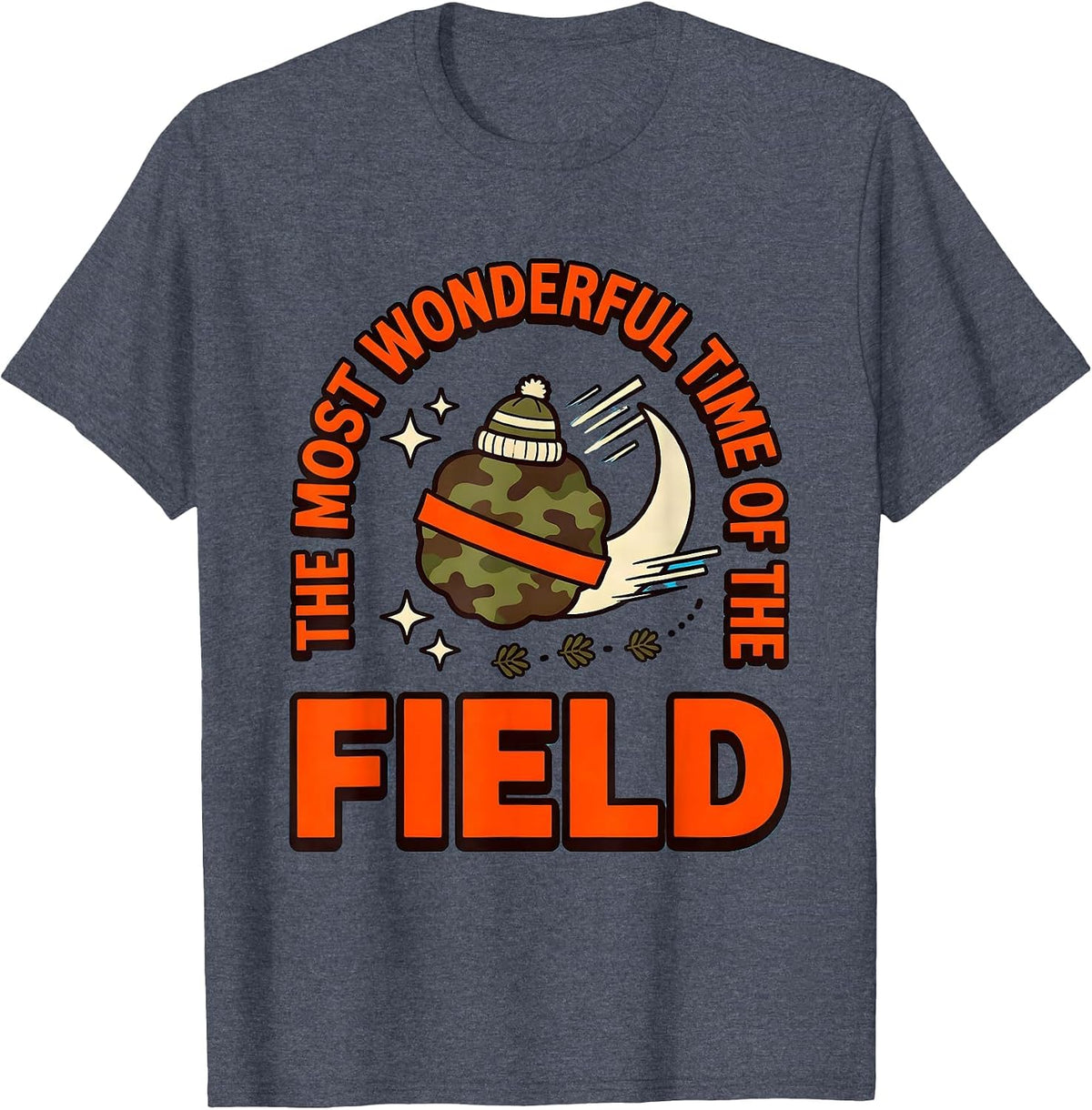 THE MOST WONDERFUL TIME OF THE FIELD Funny Hunter Christmas T-Shirt - Heather Blue