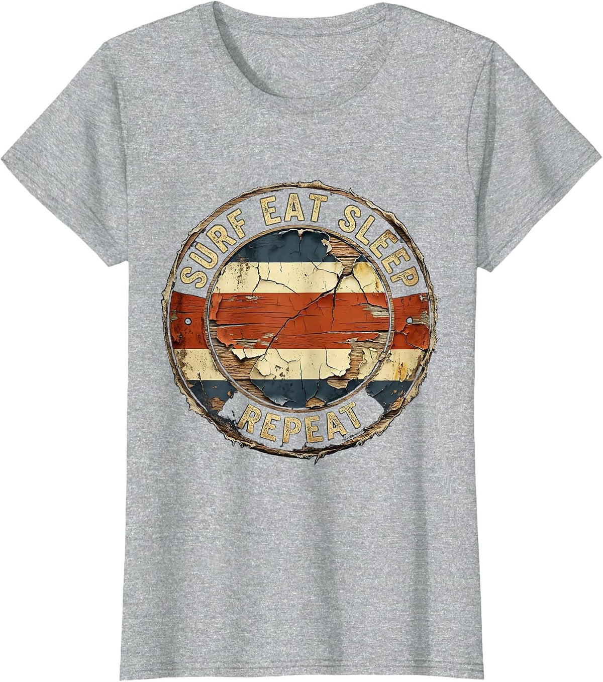 Costa Rica Surf Eat Sleep Repeat Design T-Shirt - Heather Grey
