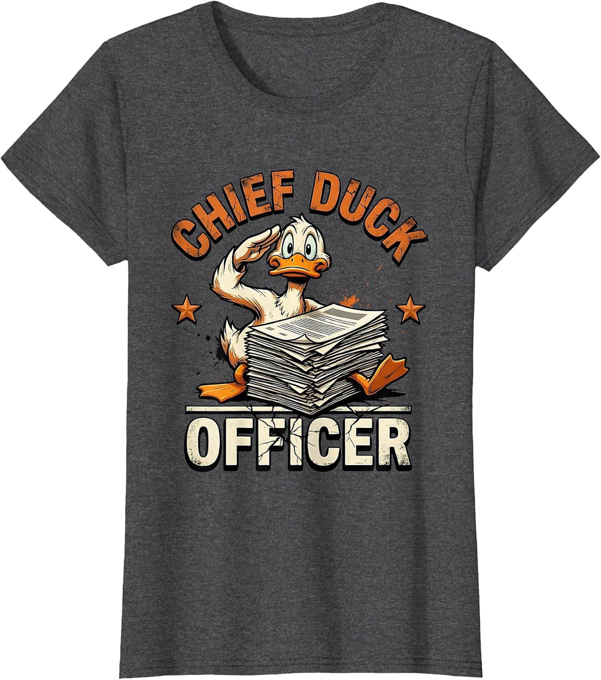 Women's Chief Duck Officer Funny Duck Novelty Gift T-Shirt - Dark Heather Grey