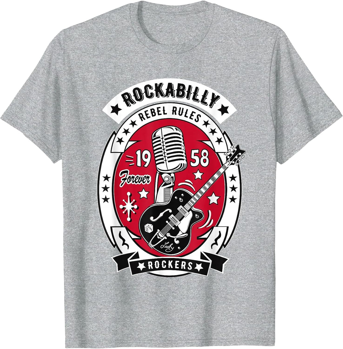 1950s Sock Hop Dance Rock N Roll Shirt 50s Rockabilly Guitar T-Shirt - Heather Grey