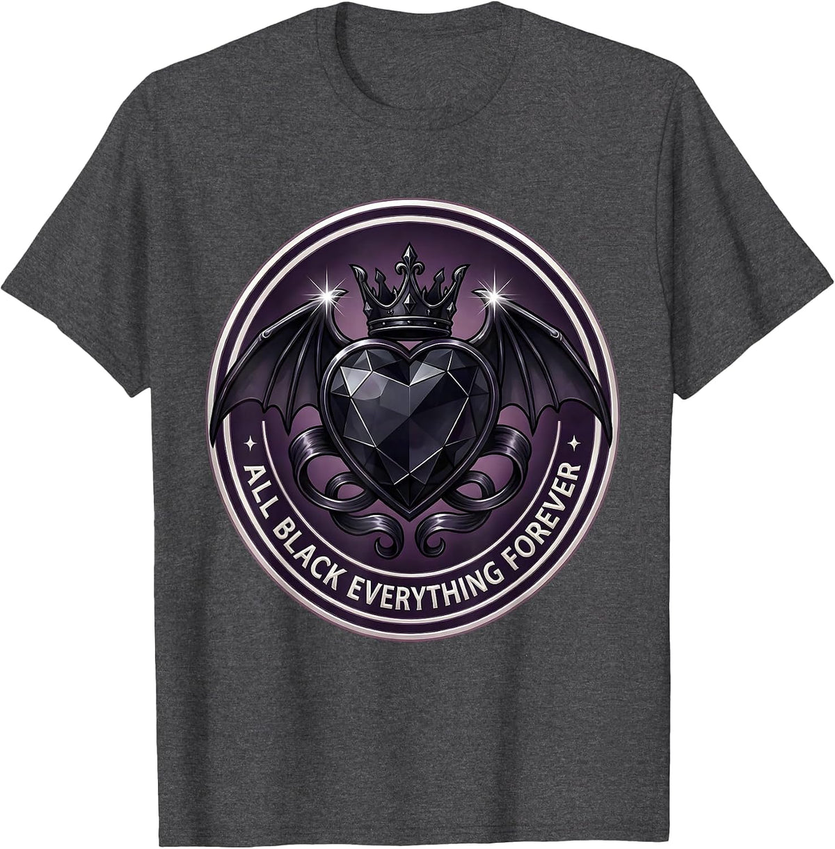All Black Everything Forever Goth Dark Aesthetic T-Shirt - Dark Heather Grey