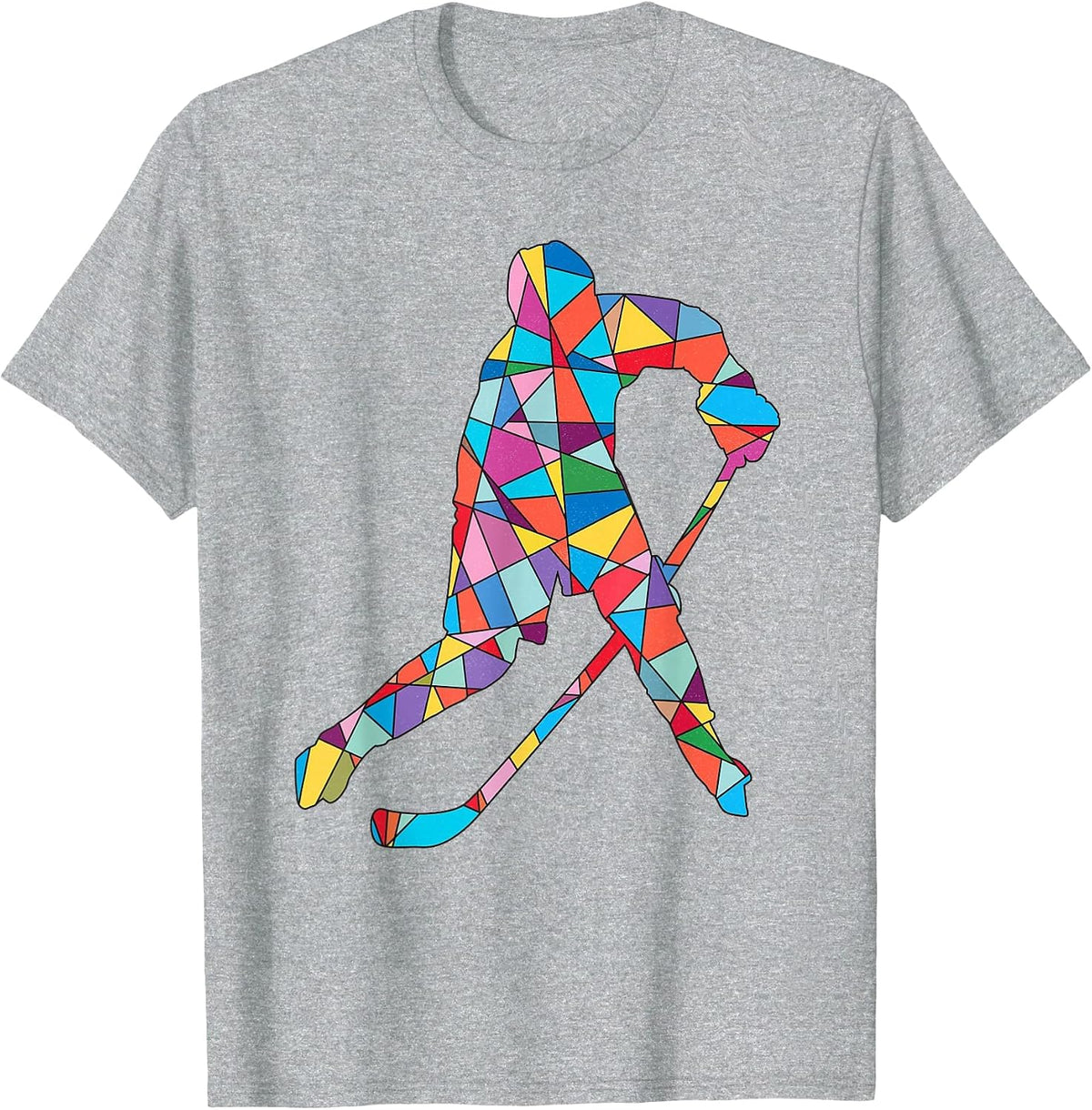 Hockey Player Sports Kids Men Boys Ice Hockey T-Shirt - Heather Grey