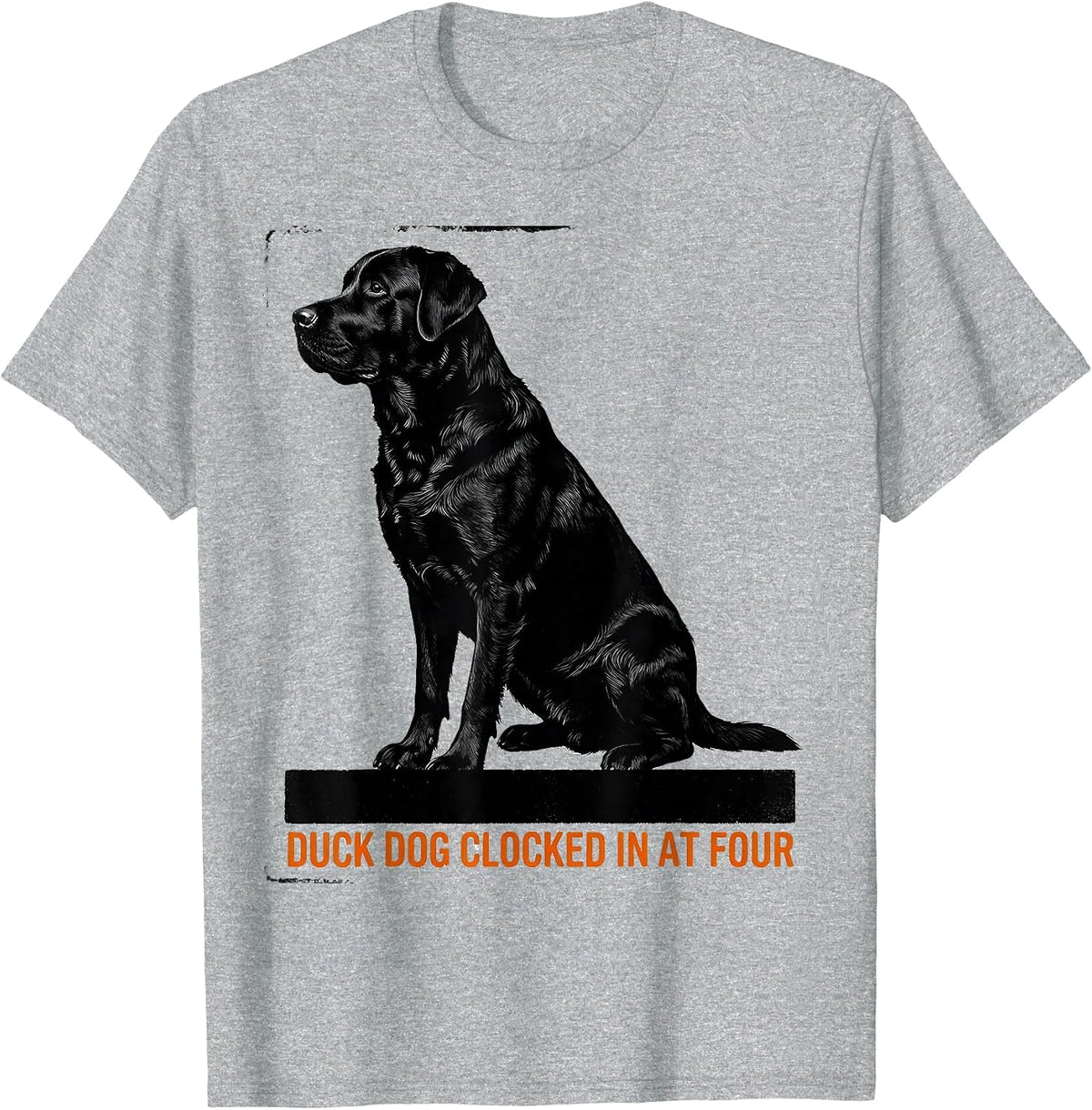 Men's Duck Dog Clocked In At Four Brutalist Hunting Dad Gift T-Shirt - Heather Grey