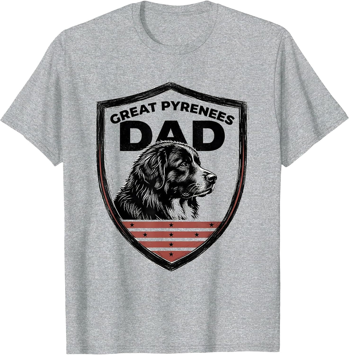Men's Great Pyrenees Dad Patriotic Dog Breed Pride 4th Of July T-Shirt - Heather Grey