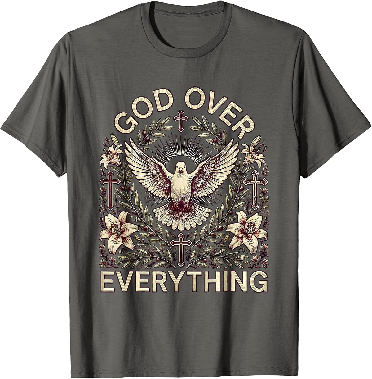 Men's Faith Over Fear God Over Everything Design T-Shirt - Asphalt Grey