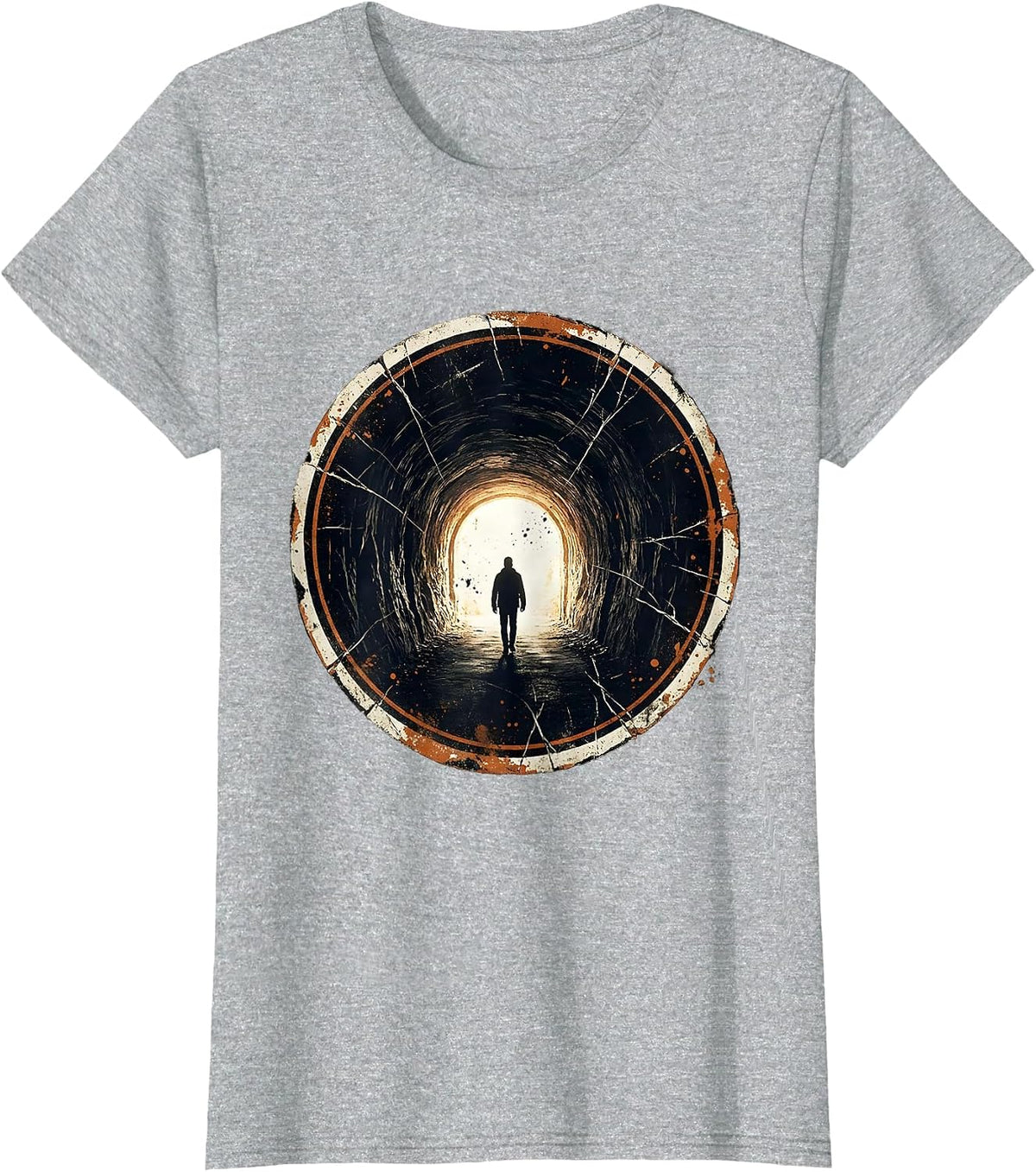 Faith Over Fear Dark Tunnel Toward the Light T-Shirt - Heather Grey