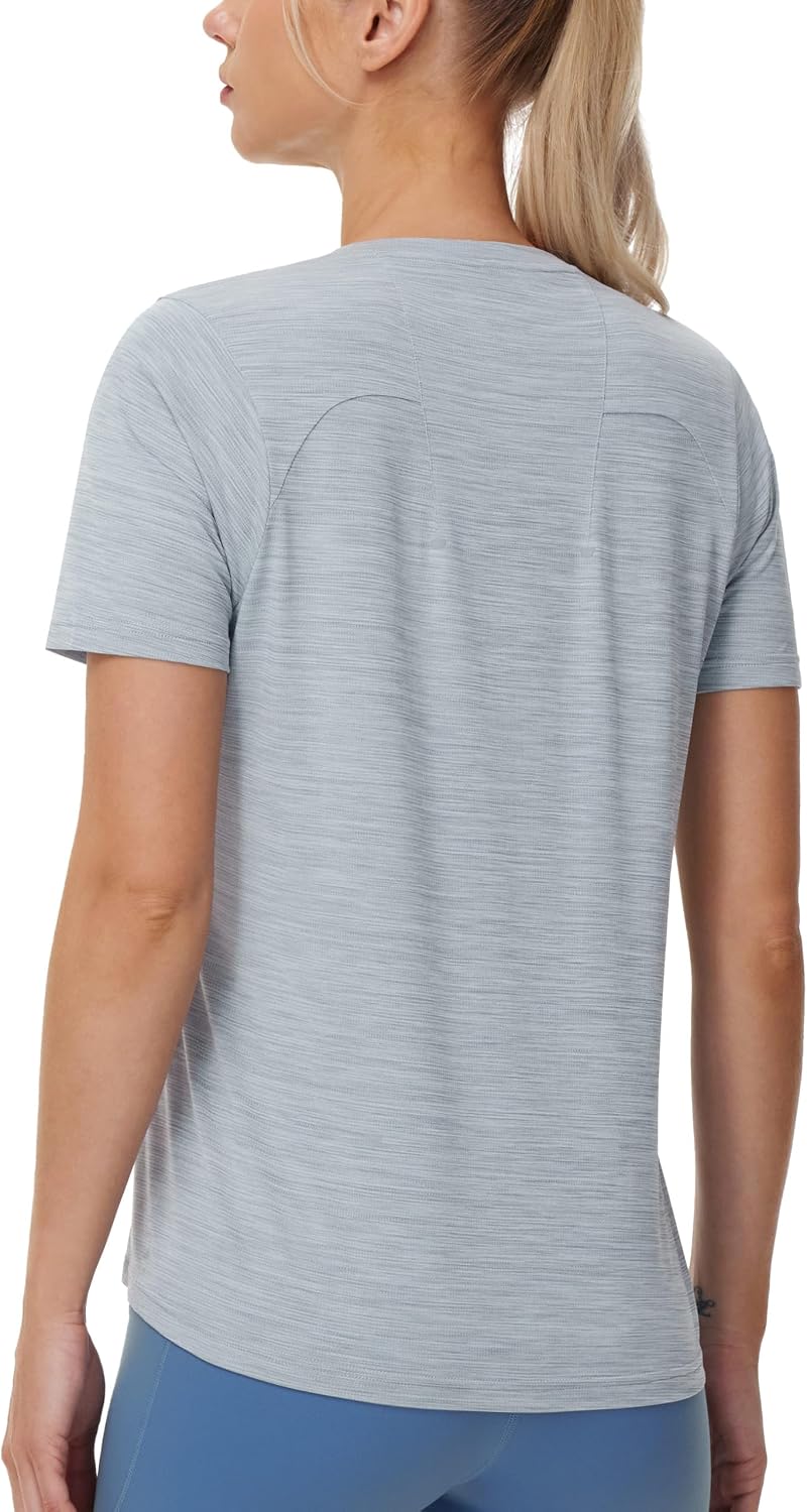 THE GYM PEOPLE Women's Workout T-Shirts Crewneck Lounge Tee Tops - Heather Grey
