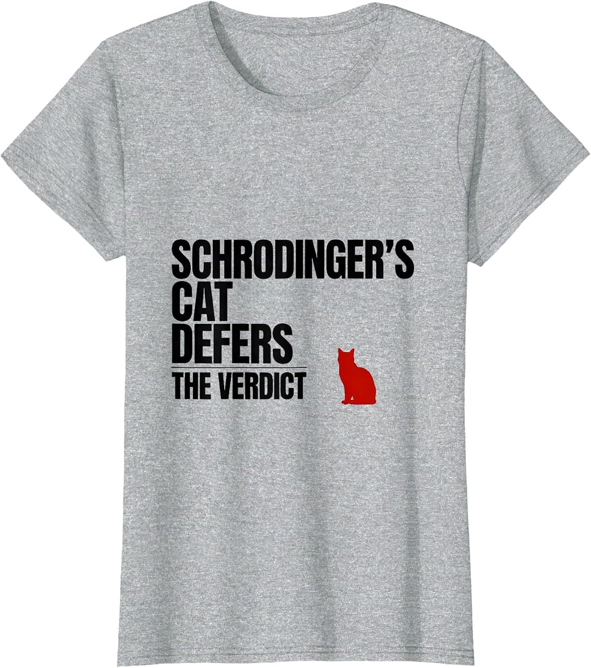 Schrodinger's Cat Defers The Verdict Funny Quantum Physics T-Shirt - Heather Grey