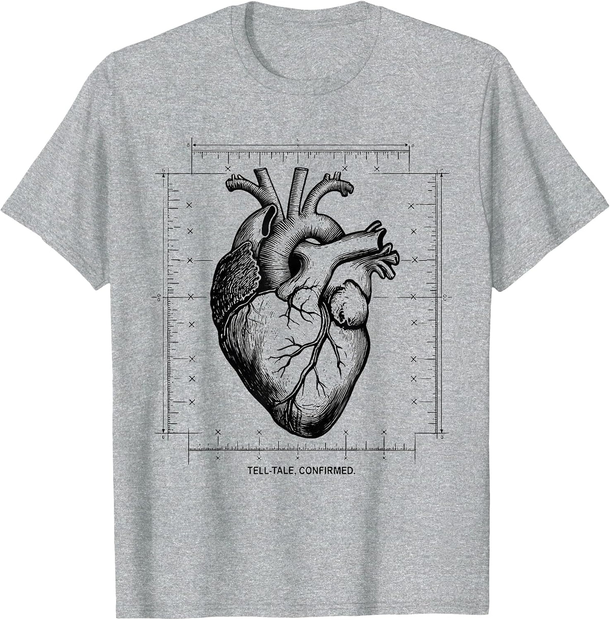 Men's Tell-Tale, Confirmed Edgar Allan Poe Gothic Humor Literary T-Shirt - Heather Grey