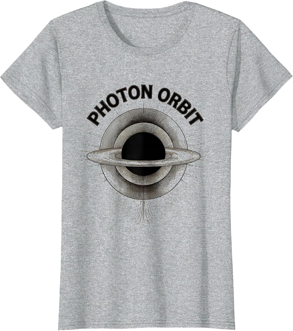 Women's Photon Orbit Crosshatch Etching Astrophysics Physics Student T-Shirt - Heather Grey