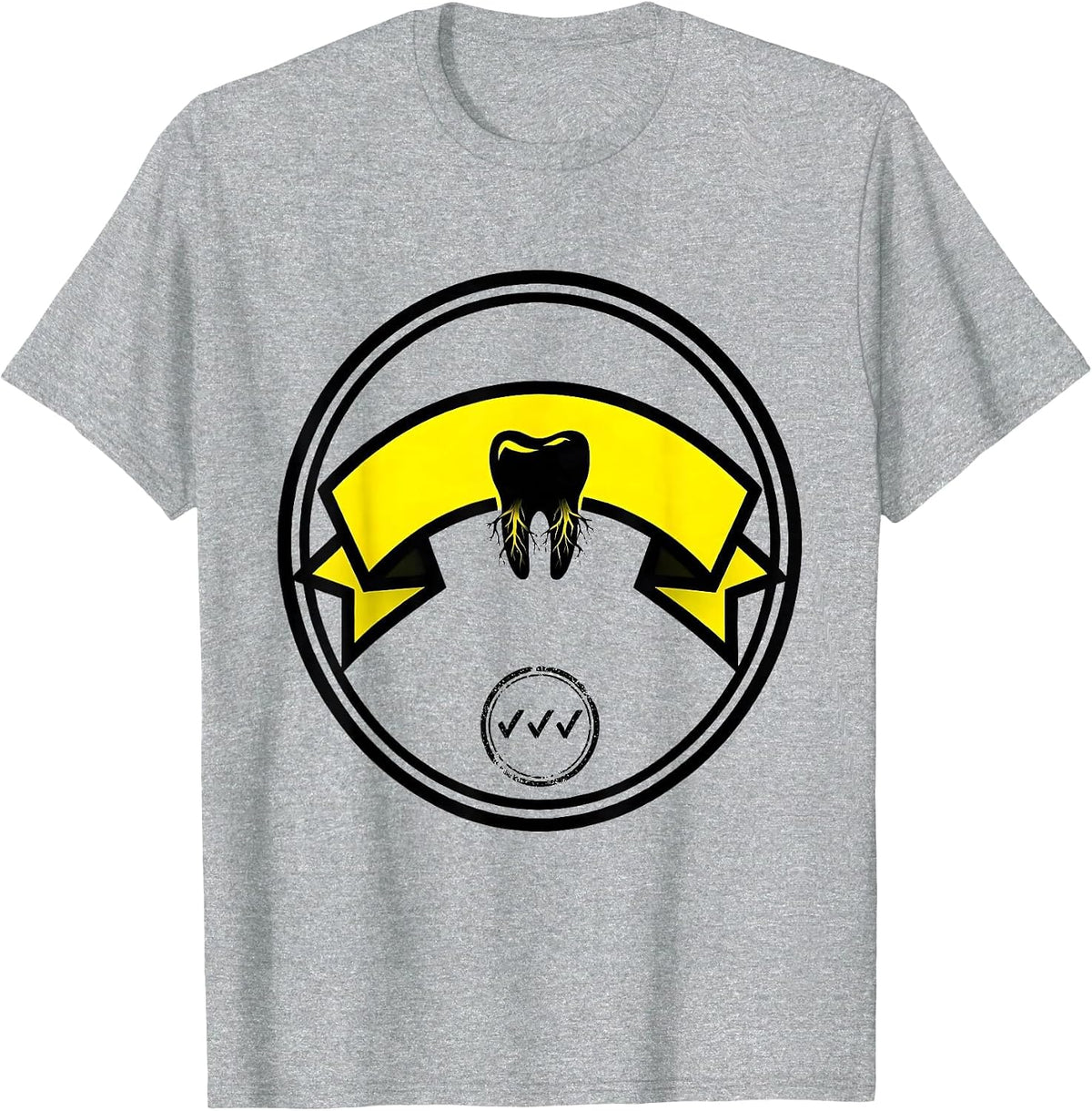 Men's Sealed Badge Molar Humor Dental Hygienist Funny Gift T-Shirt - Heather Grey