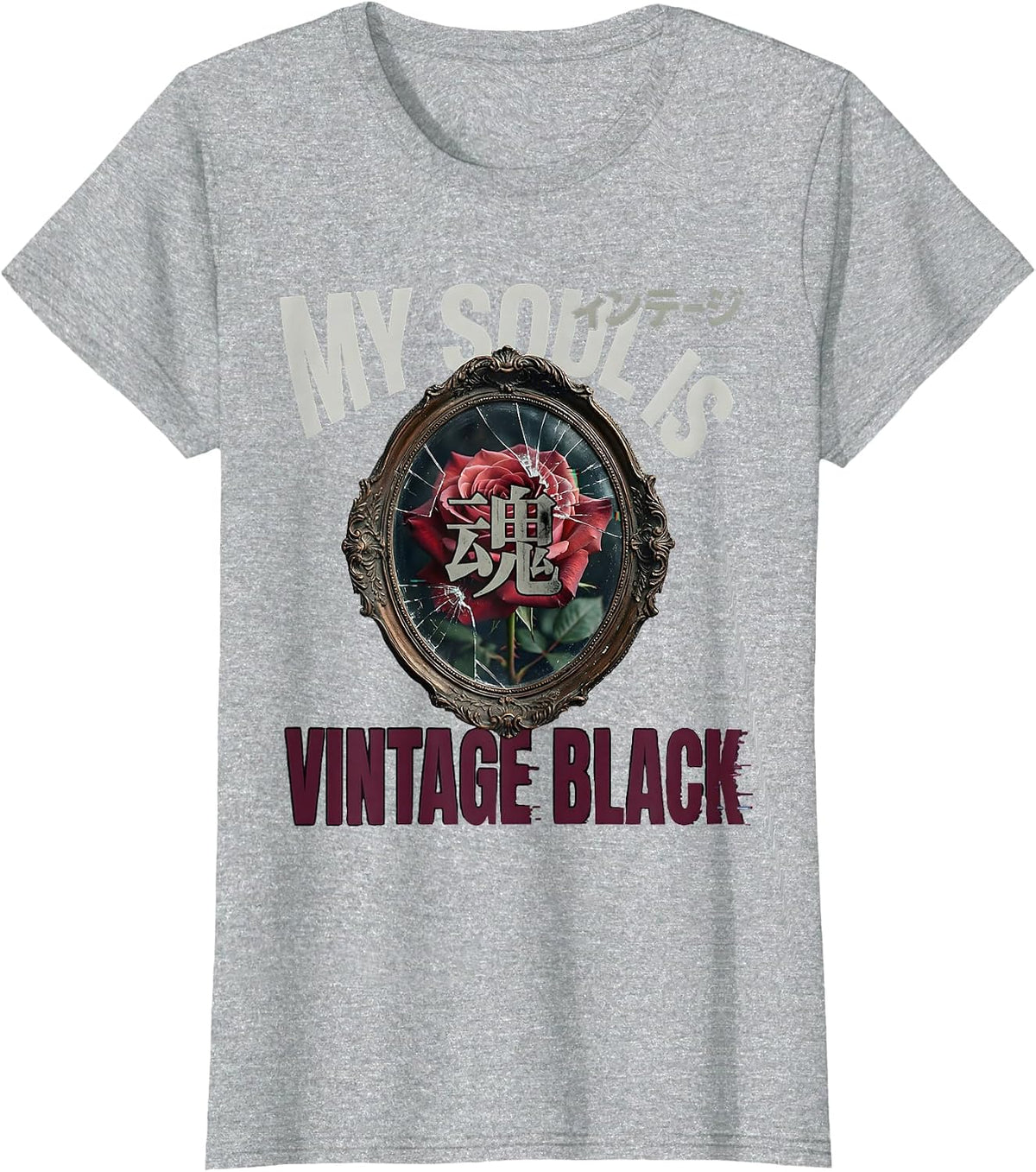 My Soul Is Vintage Black Goth Dark Aesthetic Design T-Shirt - Heather Grey