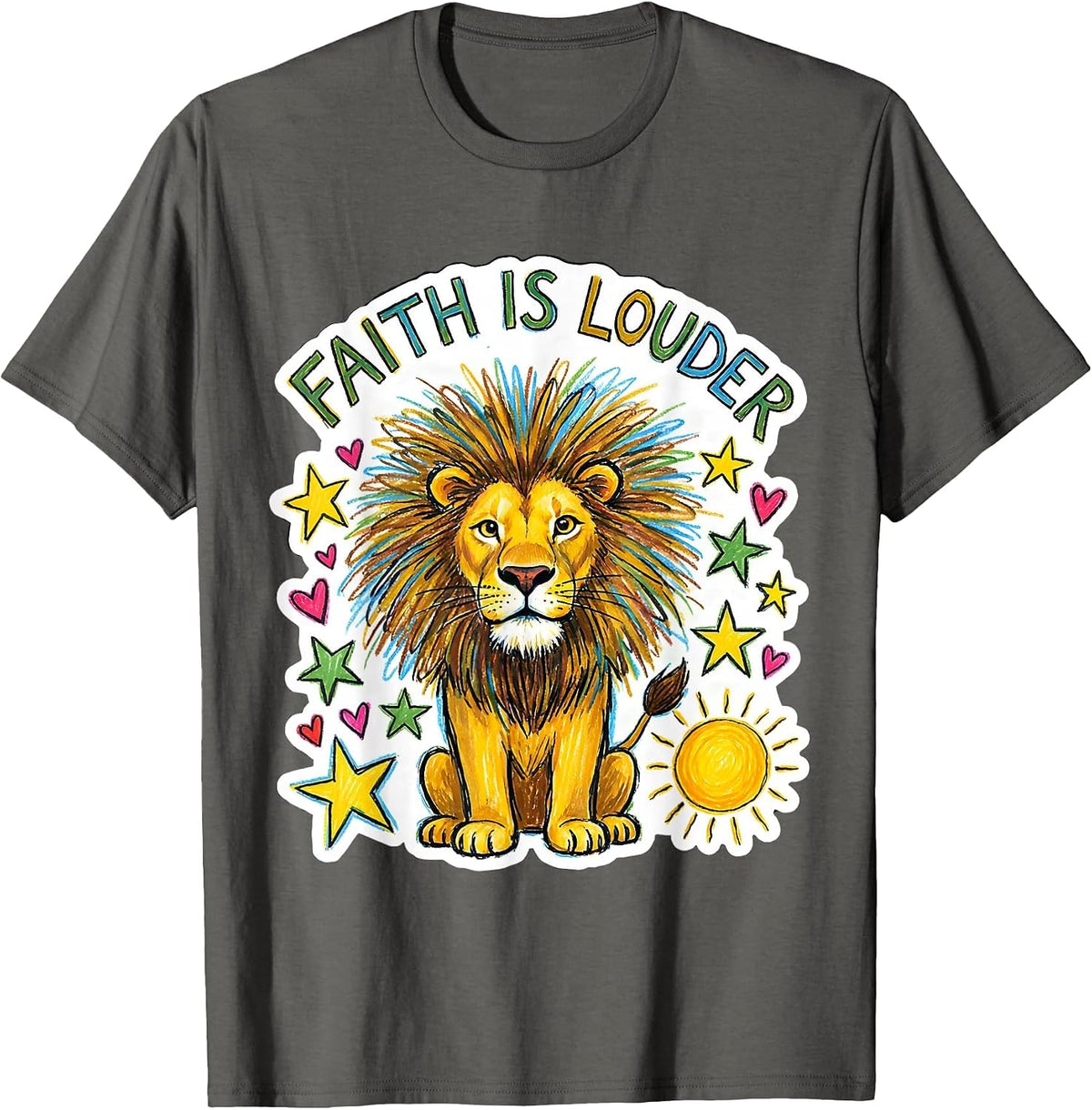Faith Is Louder Faith Over Fear Graphic Design T-Shirt - Asphalt Grey