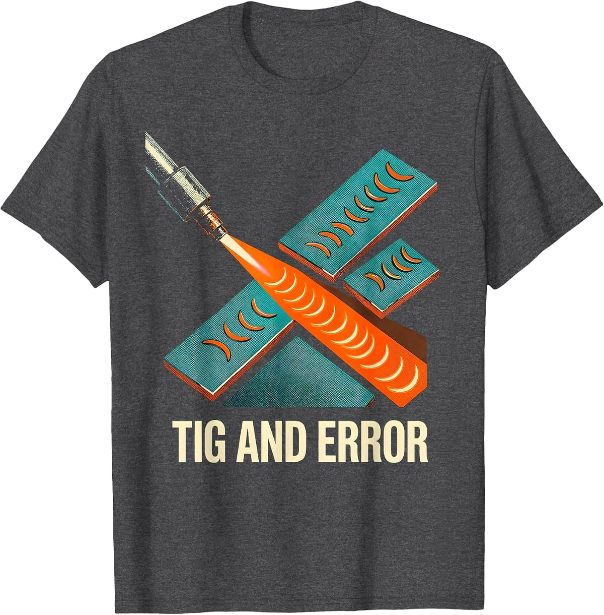 TIG And Error Risograph Welder Trade Humor Gift T-Shirt - Dark Heather Grey