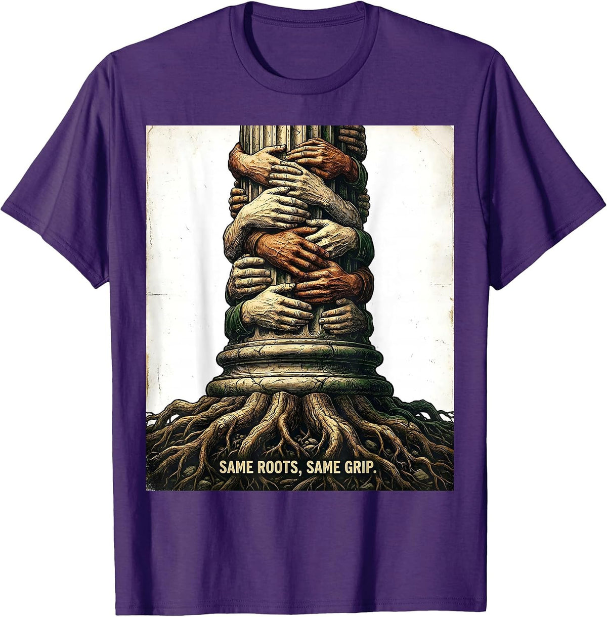 Same Roots, Same Grip Vintage Family Reunion Matching Group T-Shirt - Purple