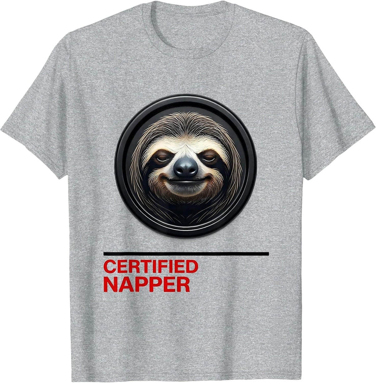 Men's Certified Napper Funny Sloth Humor Novelty Gift T-Shirt - Heather Grey