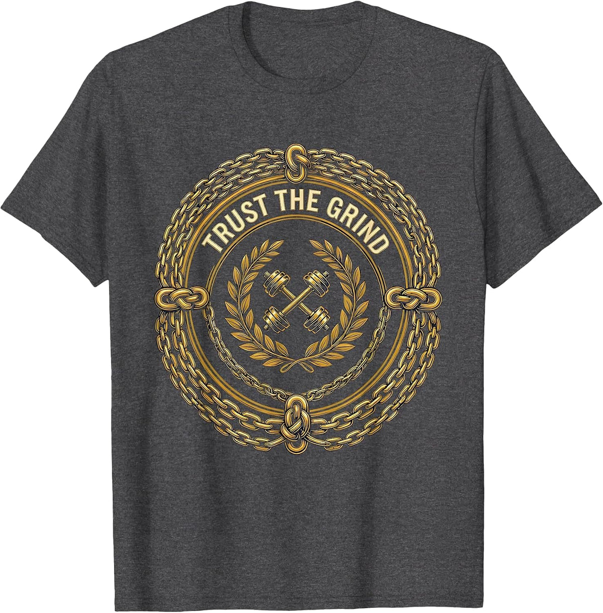 Trust the Grind Sports Motivational Design T-Shirt - Dark Heather Grey