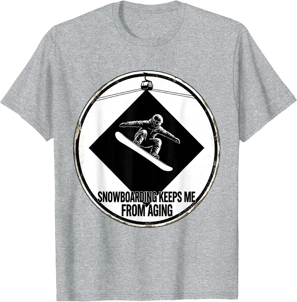 Men's Snowboarding Keeps Me From Aging Vintage Nostalgic T-Shirt - Heather Grey