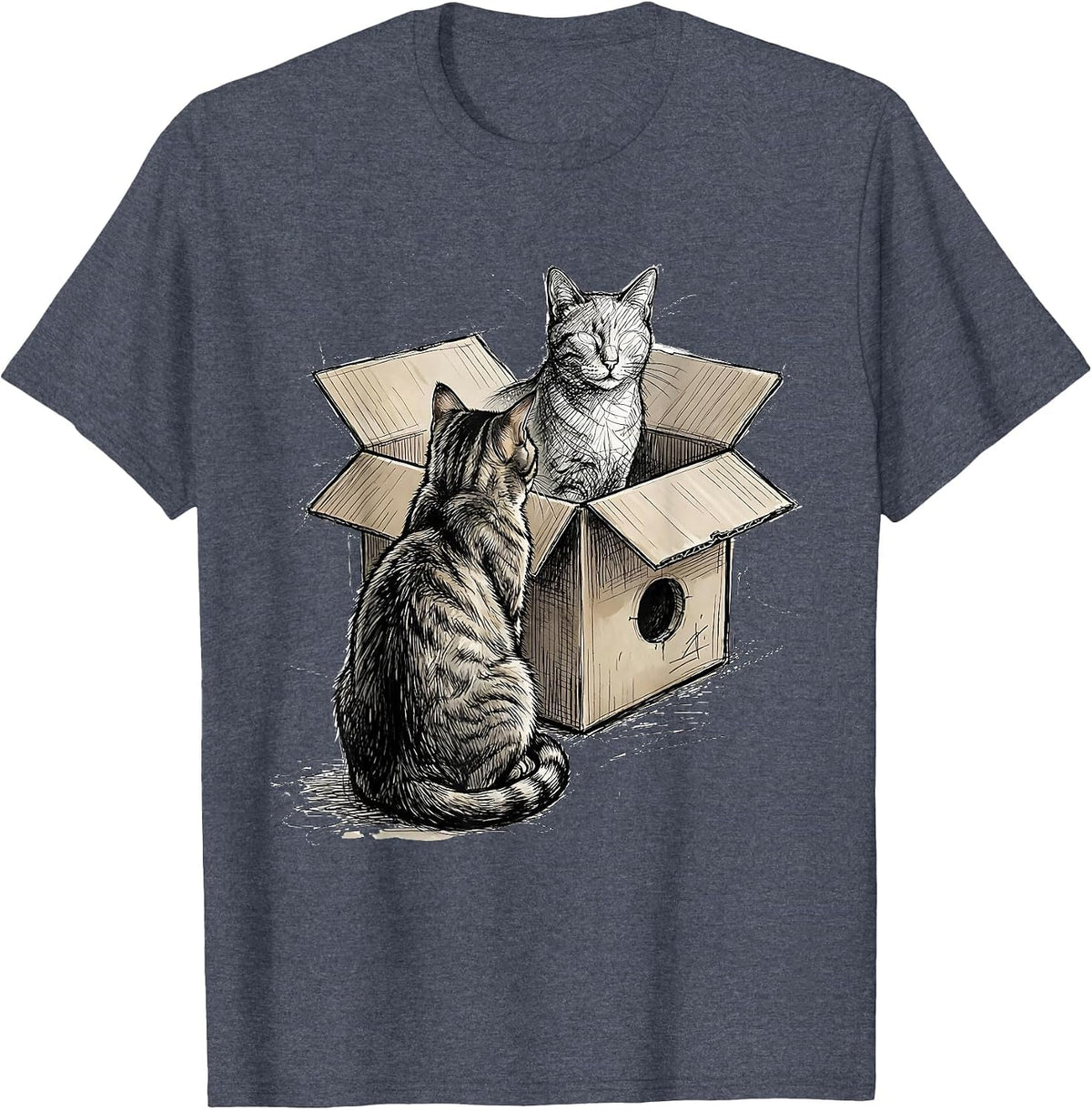 Schrodingers Cat Quantum Physics Humor Science Geek Gift T-Shirt - Heather Blue