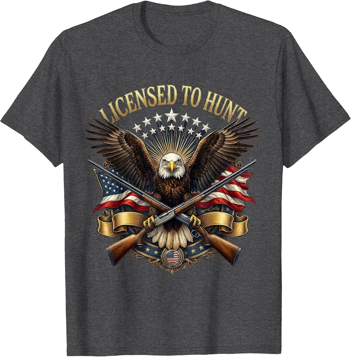 Licensed to Hunt Proud Hunter Graphic Design T-Shirt - Dark Heather Grey