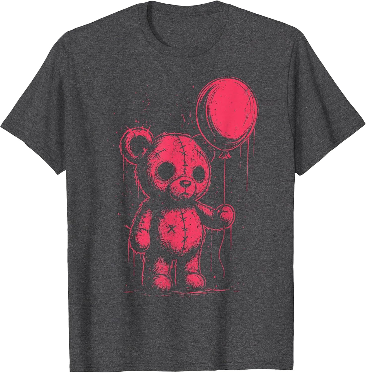 Creepy Cute Teddy Bear Pastel Goth Grunge Horror Lover T-Shirt - Dark Heather Grey