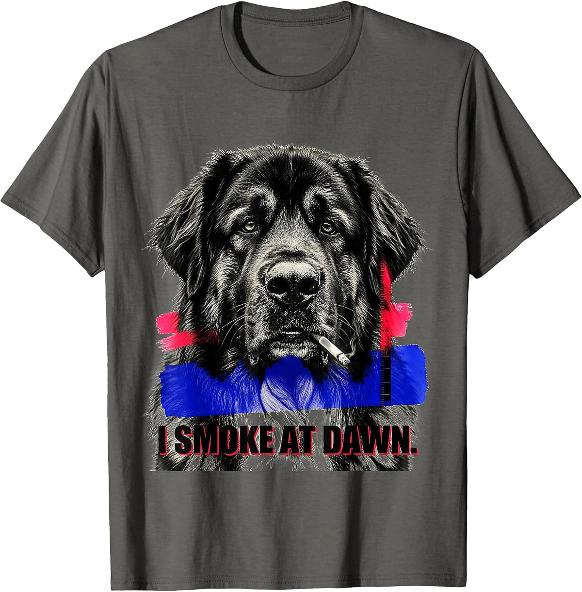 Men's I Smoke At Dawn Funny Great Pyrenees Dog Meme Humor T-Shirt - Asphalt Grey