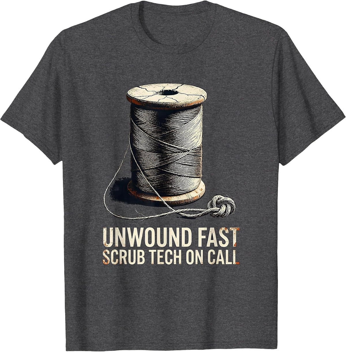 Unwound Fast Scrub Tech On Call Distressed Surgical T-Shirt - Dark Heather Grey
