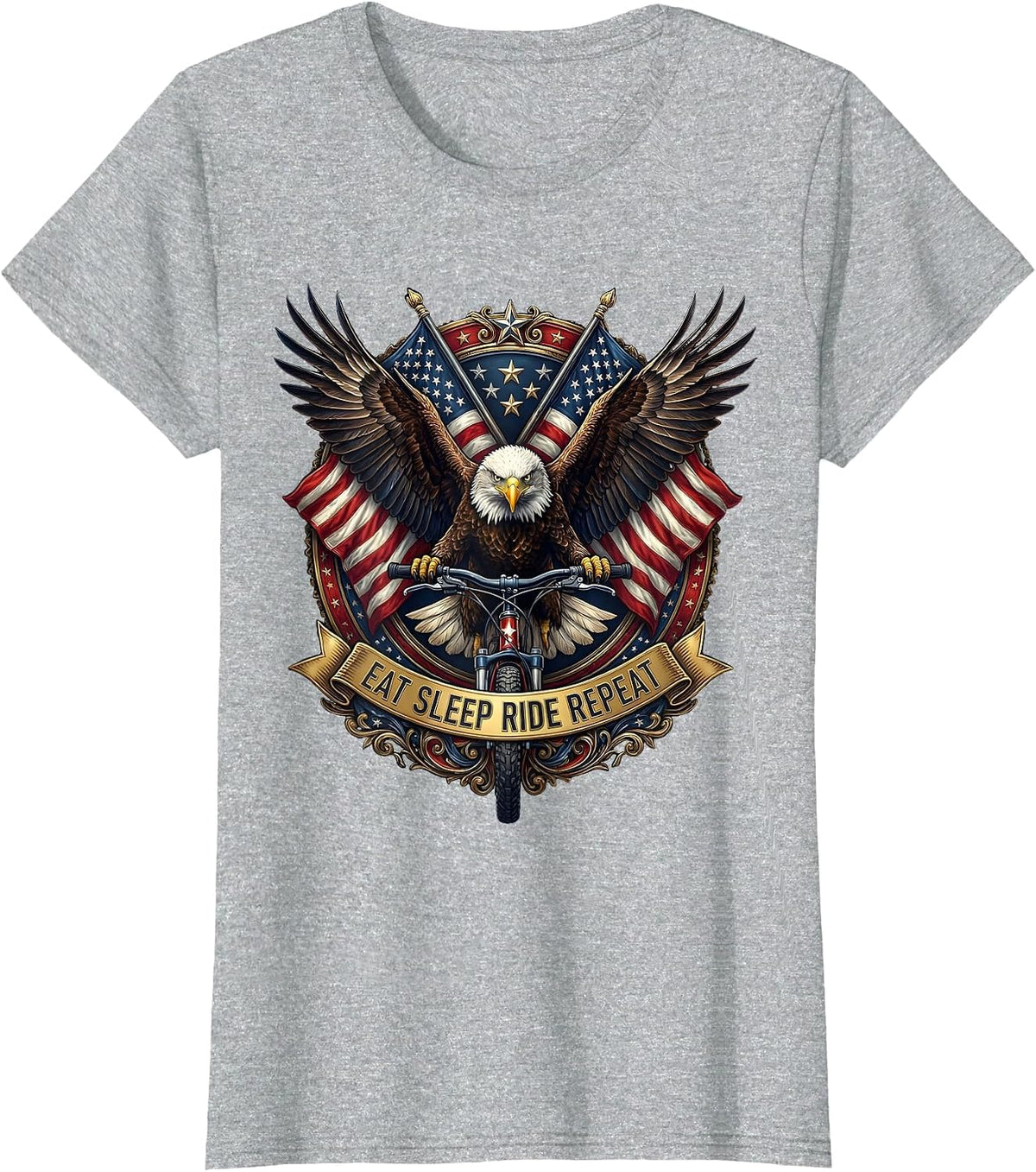 Eat Sleep Ride Repeat MTB Cycling Design T-Shirt - Heather Grey