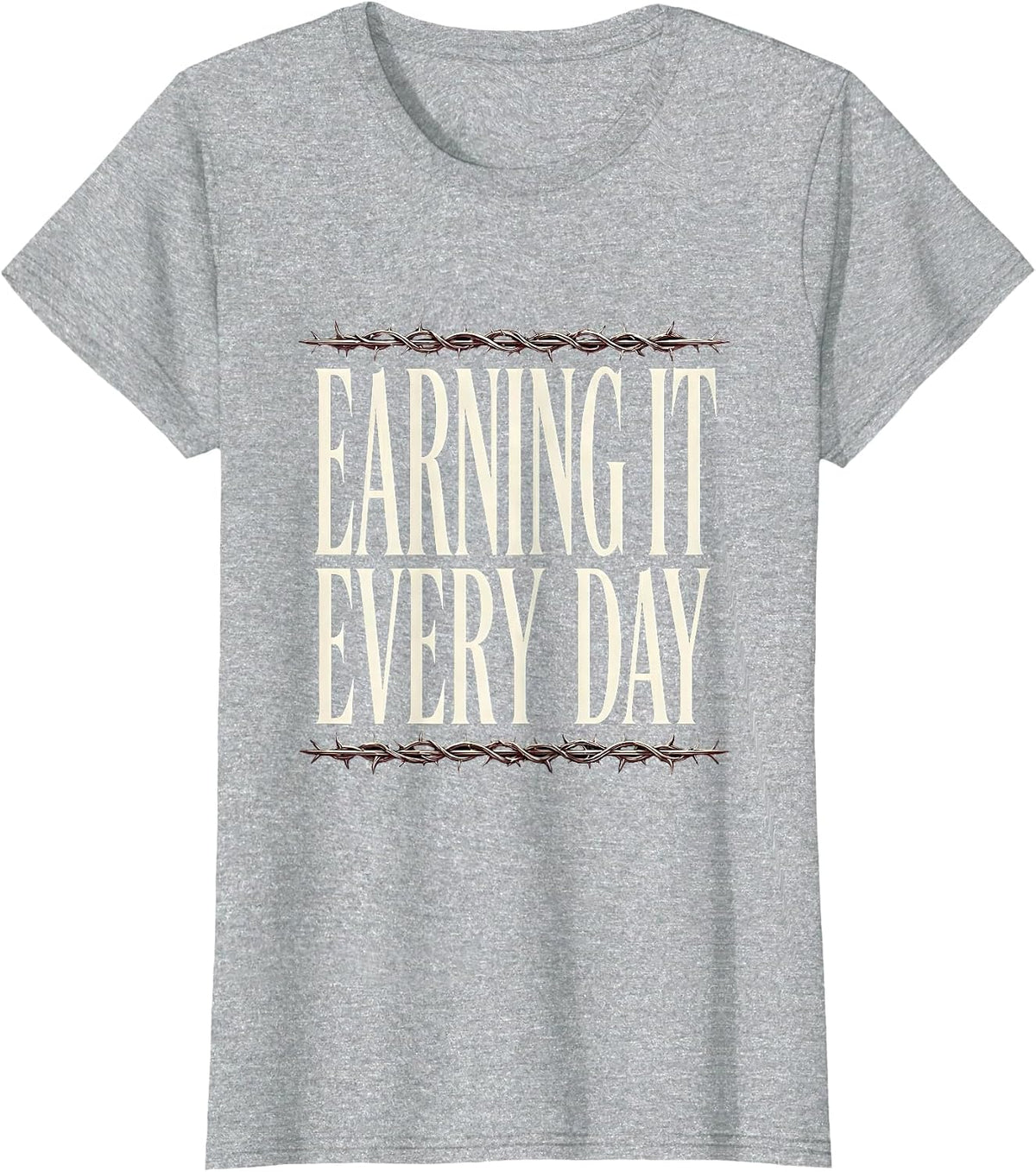Earning It Every Day Blue Collar Worker Design T-Shirt - Heather Grey