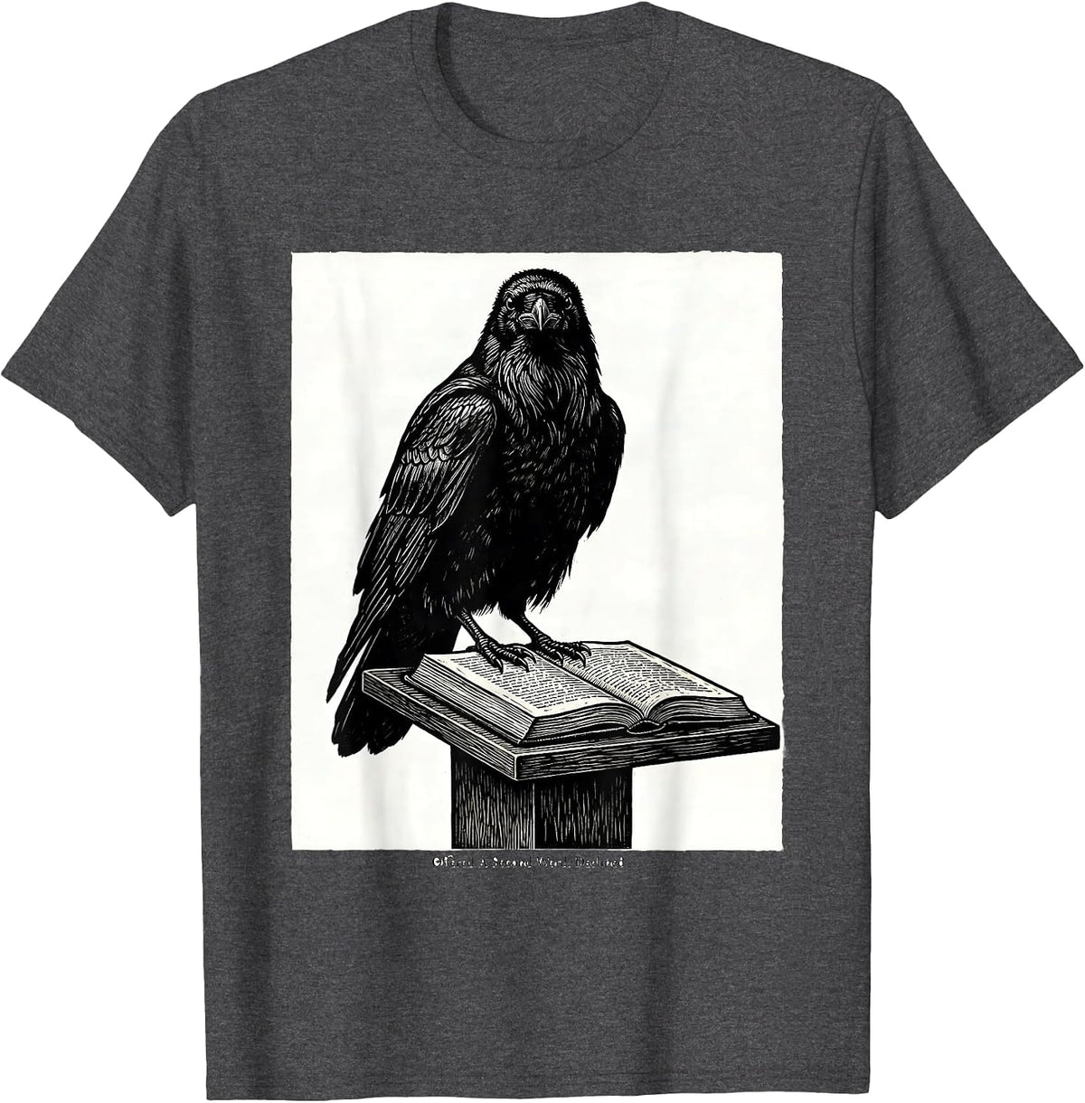 Men's Offered A Second Word Declined Gothic Edgar Allan Poe Raven T-Shirt - Dark Heather Grey