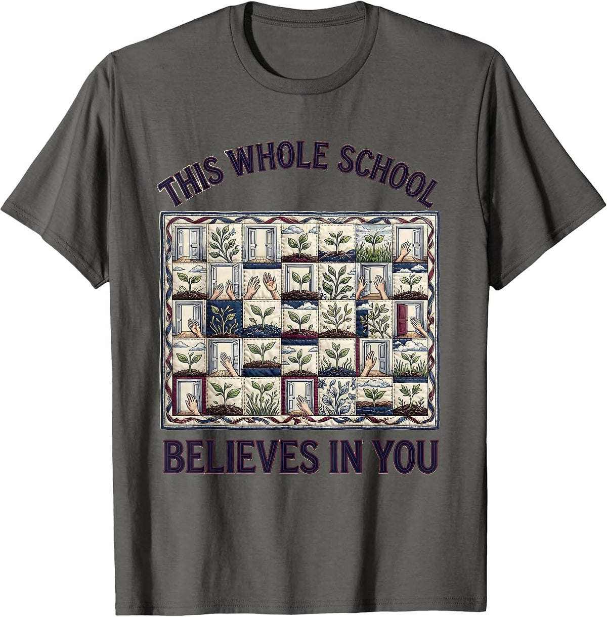 This Whole School Believes In You Motivational Growth T-Shirt - Asphalt Grey
