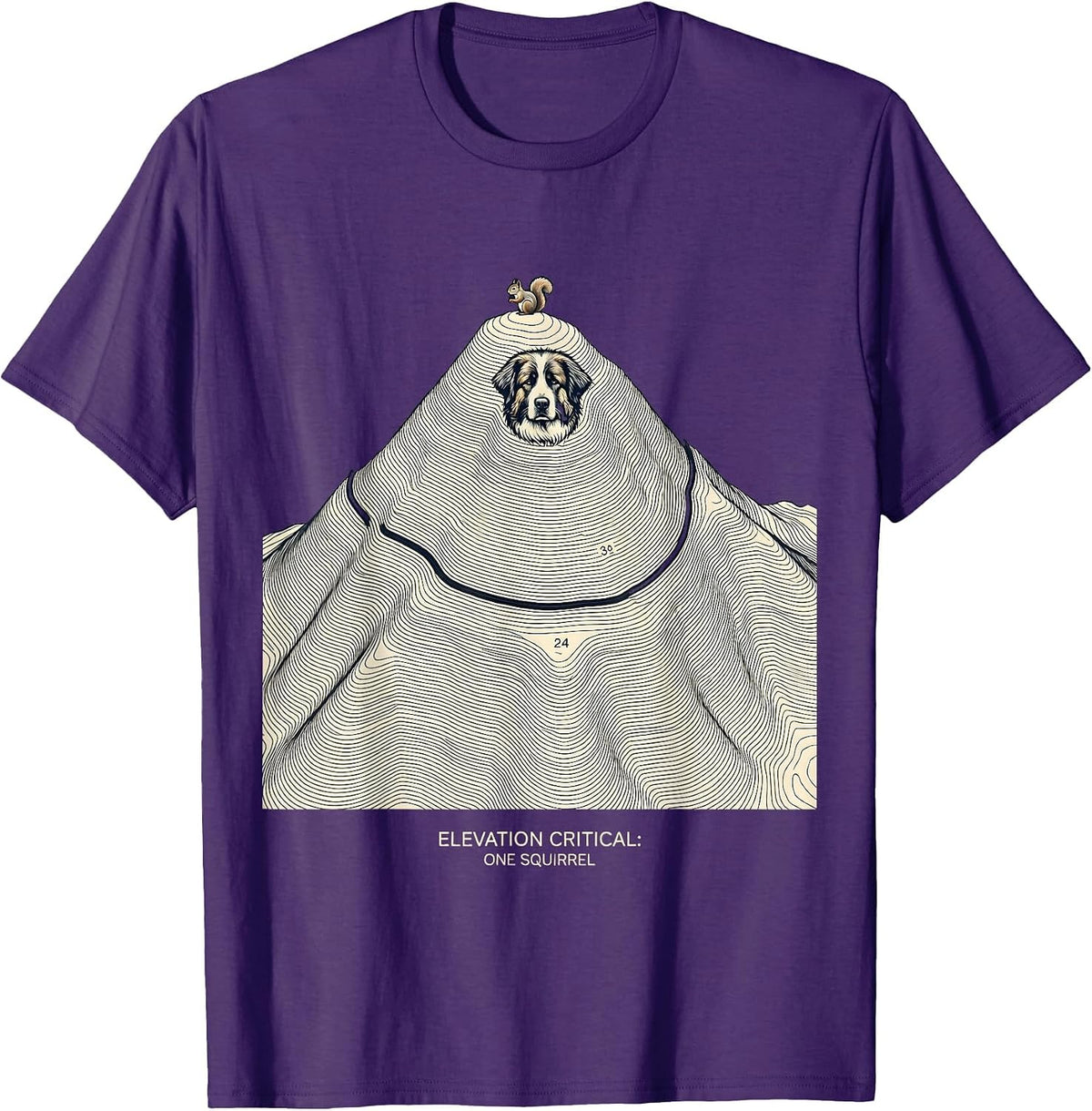 Men's Elevation Critical: One Squirrel Great Pyrenees Dog Owner T-Shirt - Purple