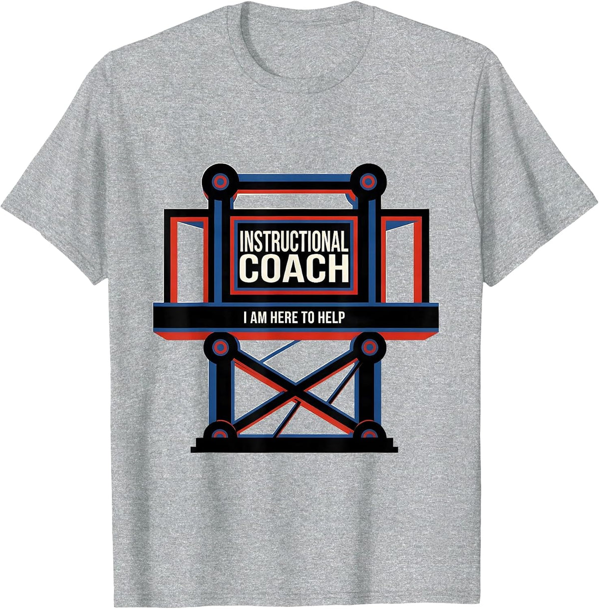 Men's Instructional Coach I Am Here To Help Bauhaus Modernist T-Shirt - Heather Grey