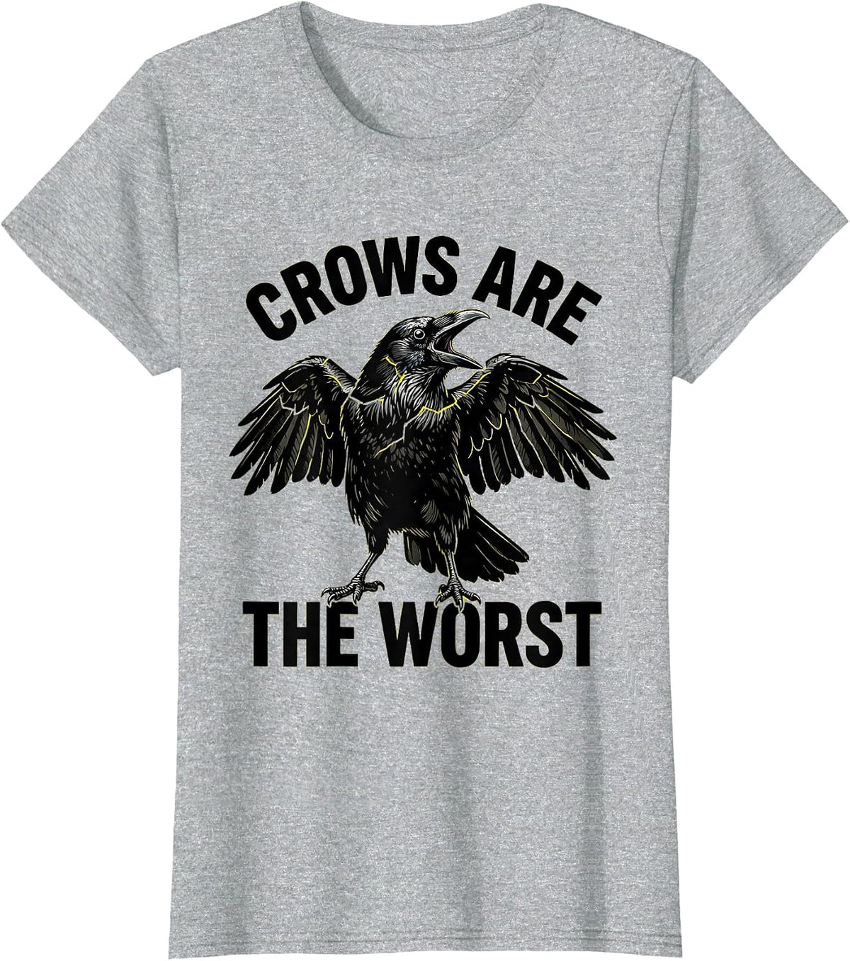 Women's Crows Are The Worst Fawk Off Crow Design T-Shirt - Heather Grey