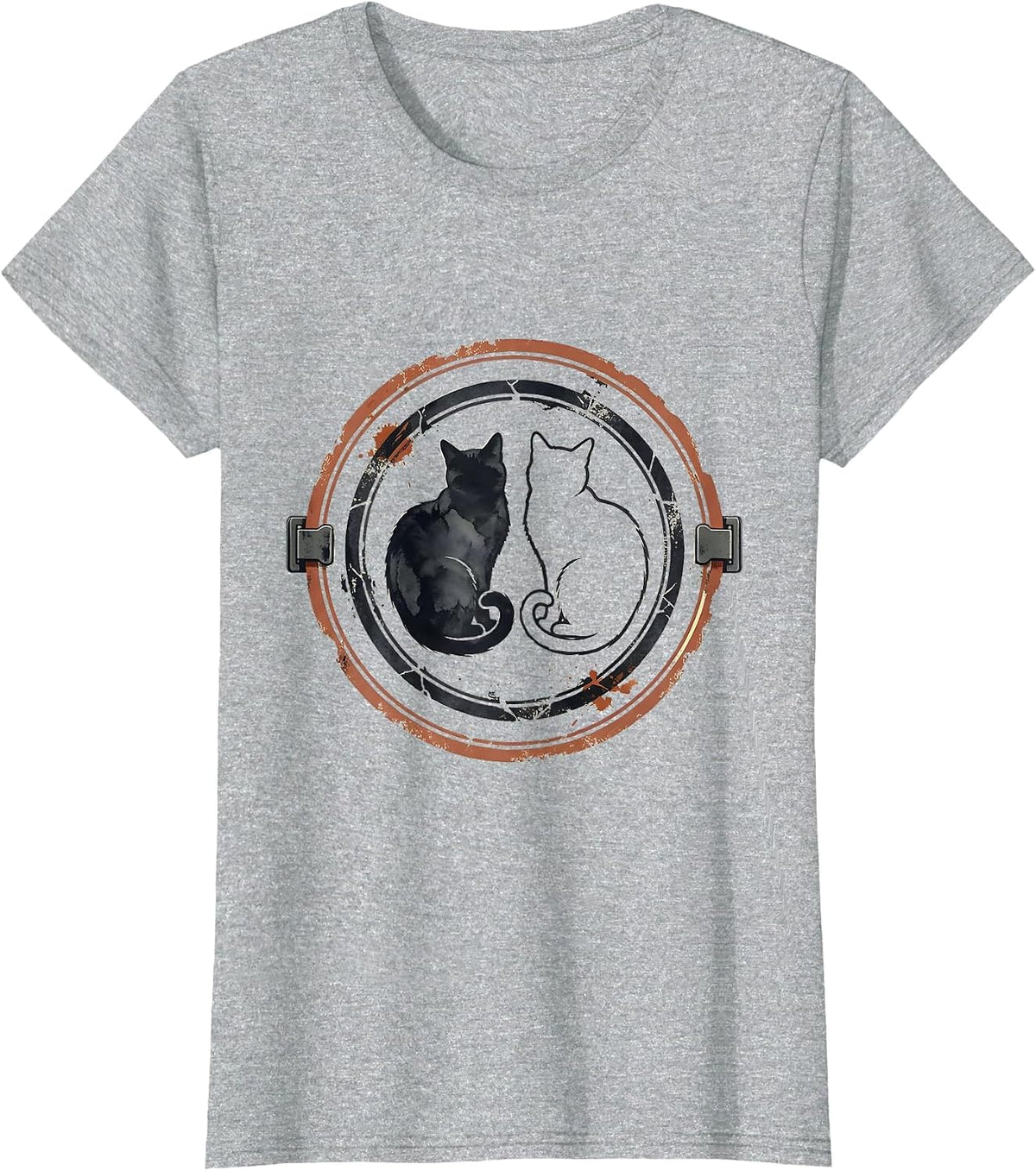 Sealed Cat Inspection Badge Distressed Physics Nerd Humor T-Shirt - Heather Grey